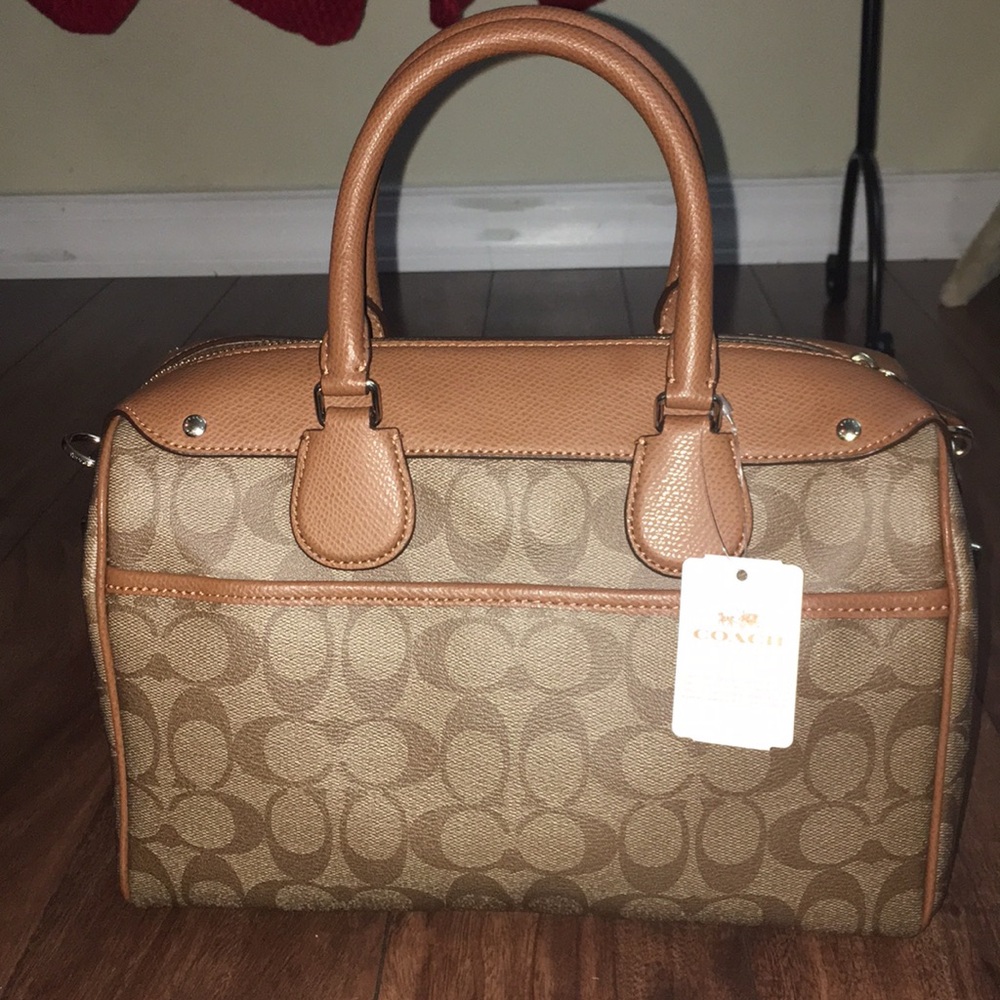 Coach Tan and Brown Signature Satchel